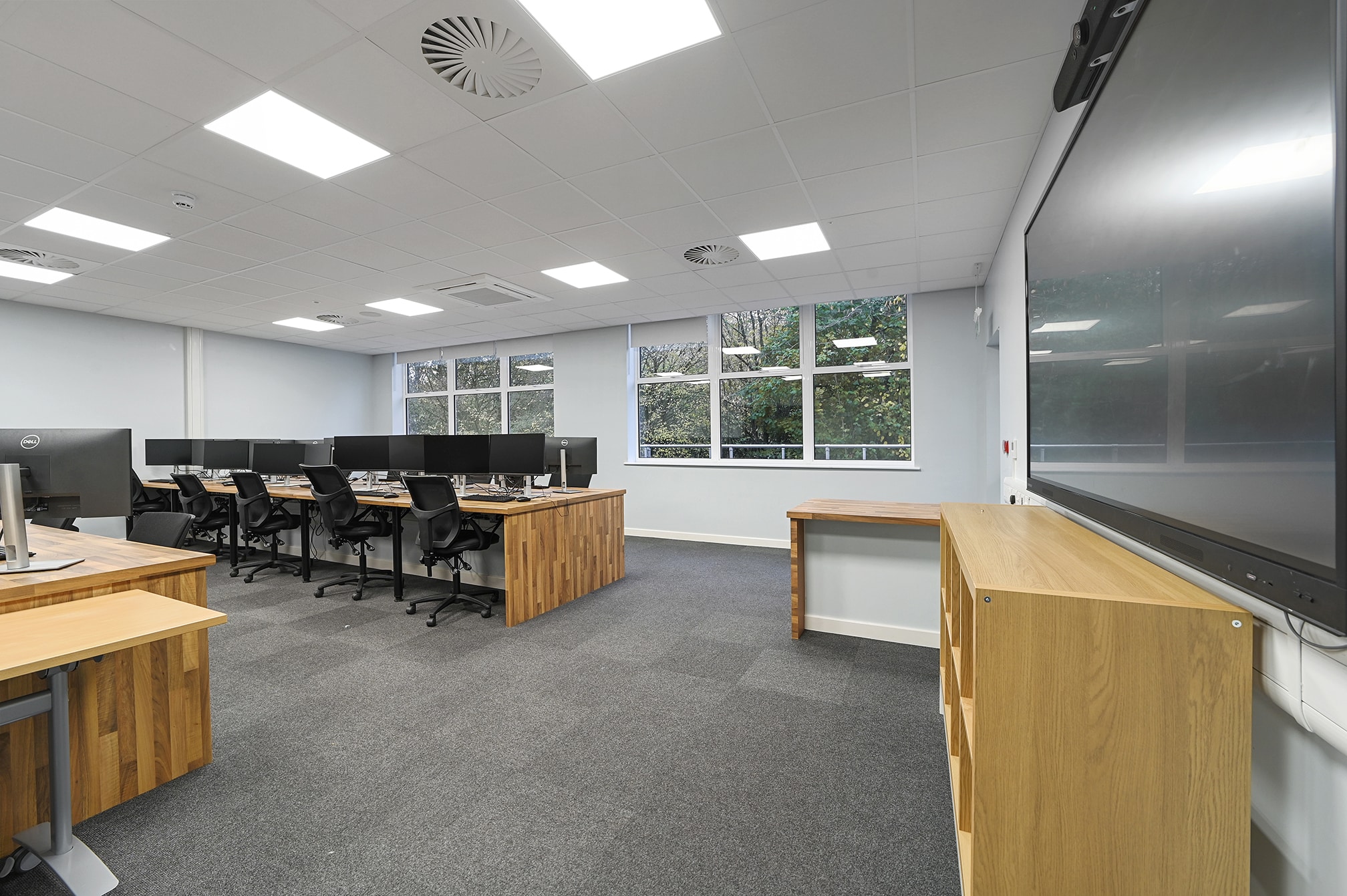Interior of new T-Level classrooms at Hedingham School and Sixth Form, Essex. Bid application and project delivery by Barkers.