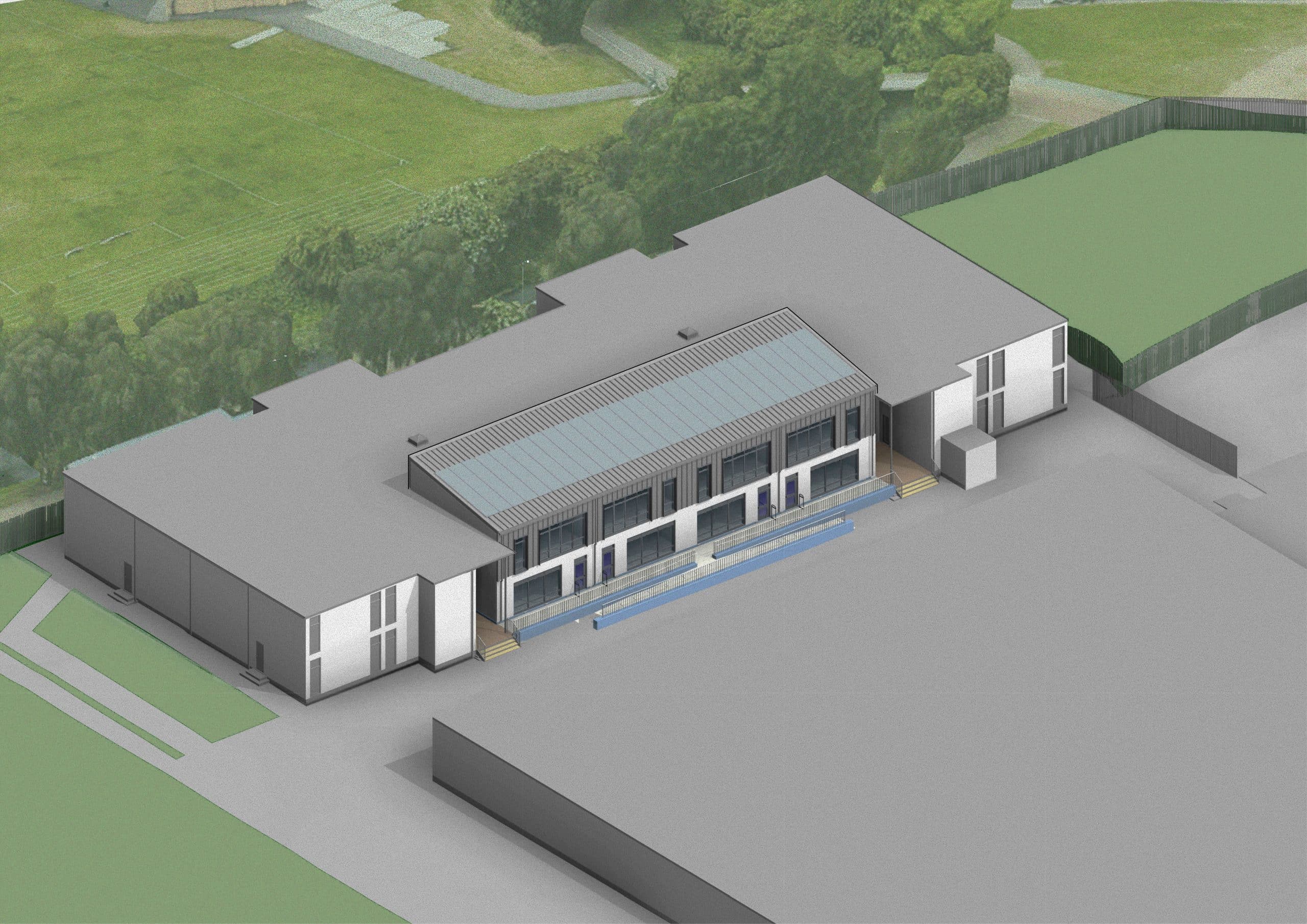 Woolwich Polytechnic School for boys aerial view of new classroom building