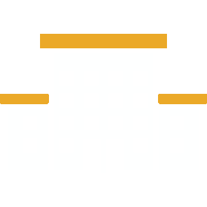 School building icon in white with Barker yellow roof